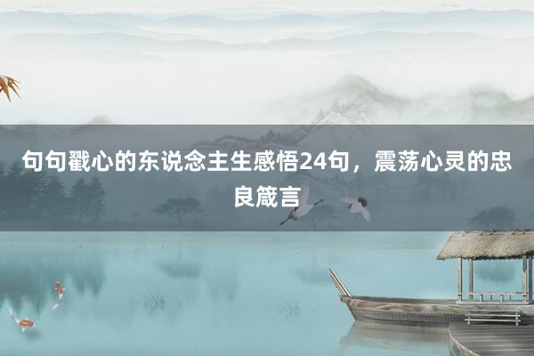句句戳心的东说念主生感悟24句，震荡心灵的忠良箴言